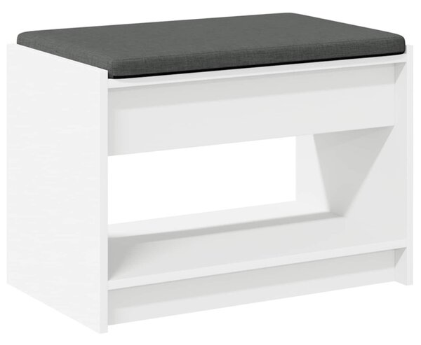 VidaXL Előtér pad párnával Fehér 63 x 38 x 45 cm Műanyag Fa és Szövet
