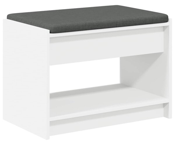 VidaXL Előtér pad párnával Fehér 63 x 38 x 45 cm Műanyag Fa és Szövet