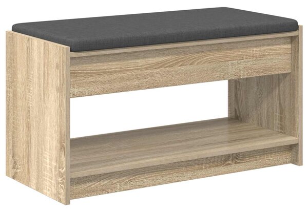 VidaXL Előtér pad Sonoma tölgy 83 x 38 x 45 cm Műanyag Fa és Szövet
