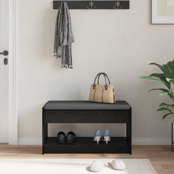 Előtér pad Fekete Tölgy 83 x 38 x 45 cm Műanyag Fa és Szövet