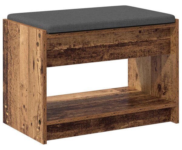 VidaXL Előtér pad Öreg fa 63 x 38 x 45 cm Műanyag Fa és Szövet