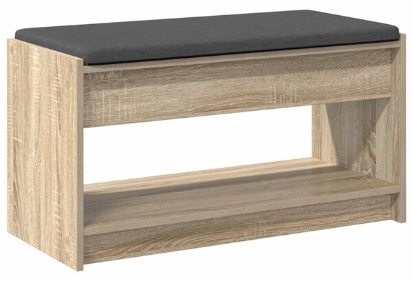 VidaXL Előtér pad Sonoma tölgy 83 x 38 x 45 cm Műanyag Fa és Szövet