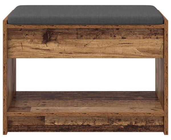 VidaXL Előtér pad Öreg fa 63 x 38 x 45 cm Műanyag Fa és Szövet