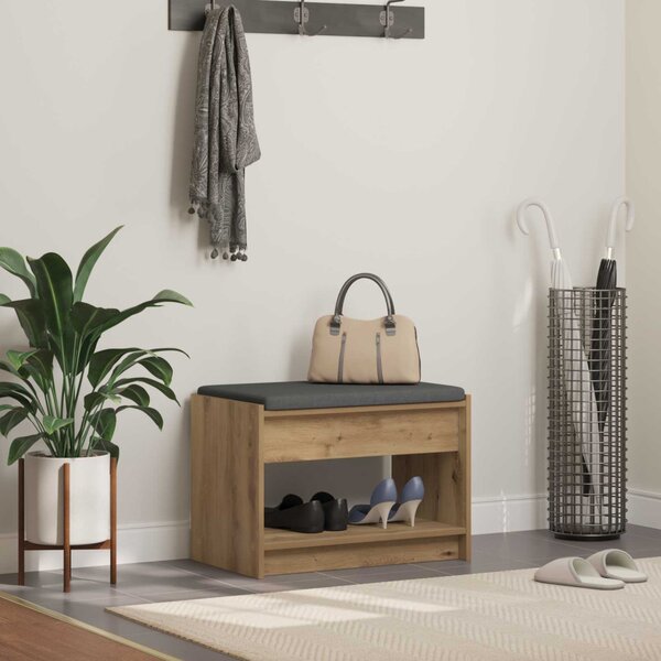Előtér pad Kézműves Tölgy 63 x 38 x 45 cm Műanyag Fa és Szövet