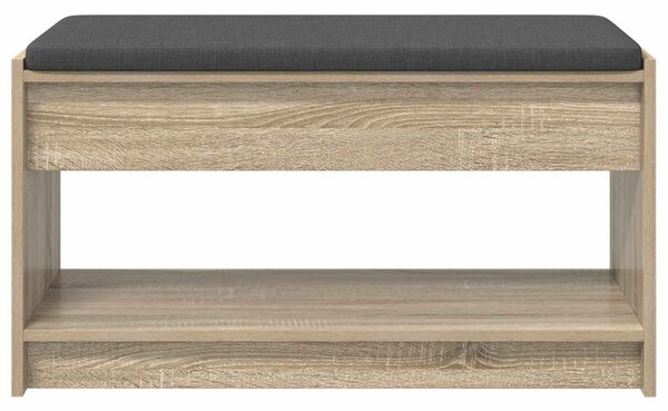 VidaXL Előtér pad Sonoma tölgy 83 x 38 x 45 cm Műanyag Fa és Szövet