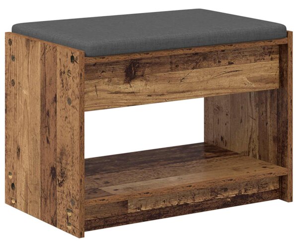 VidaXL Előtér pad Öreg fa 63 x 38 x 45 cm Műanyag Fa és Szövet