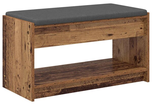 VidaXL Előtér pad Öreg fa 83 x 38 x 45 cm Műanyag Fa és Szövet