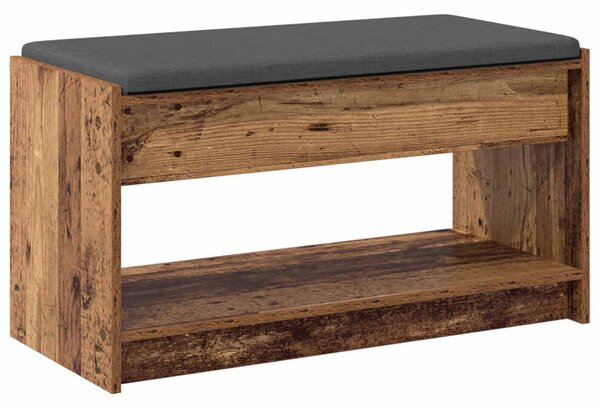 VidaXL Előtér pad Öreg fa 83 x 38 x 45 cm Műanyag Fa és Szövet