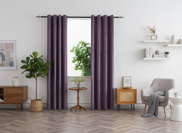 DUNES VELVET sötétítő függöny 140×250 cm, lila Felfüggesztés: Hullámos sínszalag