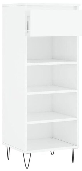 Magasfényű fehér szerelt fa cipőszekrény 40x36x105 cm