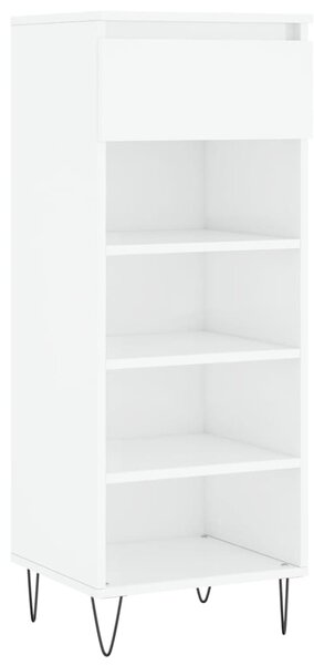 Magasfényű fehér szerelt fa cipőszekrény 40x36x105 cm