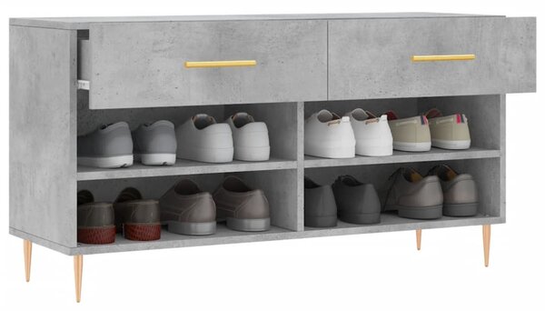 Betonszürke szerelt fa cipőpolc 102 x 35 x 55 cm