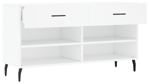 Fehér szerelt fa cipőpolc 102x35x55 cm