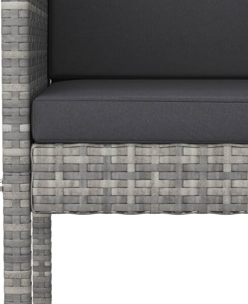 5 részes szürke polyrattan kerti bárszett párnákkal