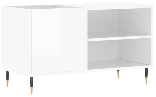 Magasfényű fehér szerelt fa hanglemezszekrény 85x38x48 cm