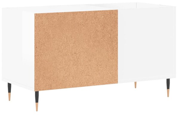 Magasfényű fehér szerelt fa hanglemezszekrény 85x38x48 cm