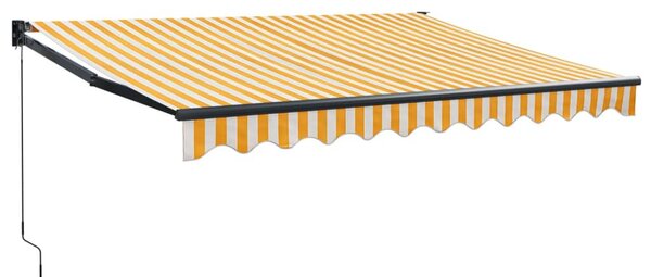 Sárga-fehér szövet és alumínium behúzható napellenző 3,5x2,5 m