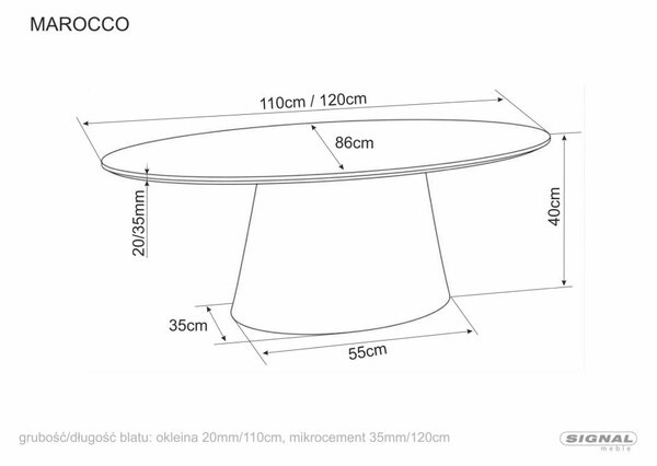Marocco Ława MDF Mikrocement Écru