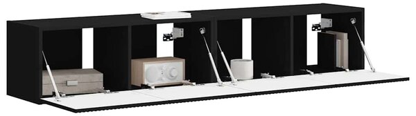 TV Fali Szekrény 2 pcs Fekete 78,5 x 31 x 29,5 cm Faanyag