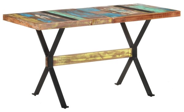 Tömör újrahasznosított fa étkezőasztal 140 x 70 x 76 cm
