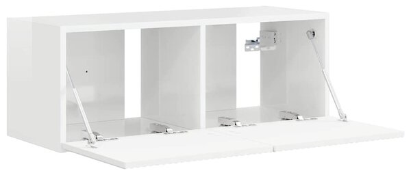 TV Fali Szekrény 78,5 x 30 x 29,5 cm Fényes Fehér Szerelt Fa