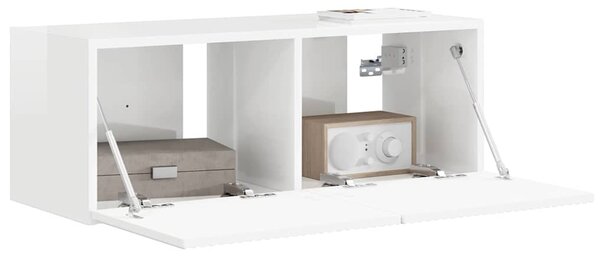 TV Fali Szekrény 78,5 x 30 x 29,5 cm Fényes Fehér Szerelt Fa