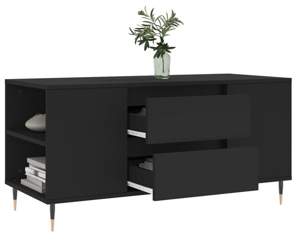 Fekete szerelt fa dohányzóasztal 102x44,5x50 cm