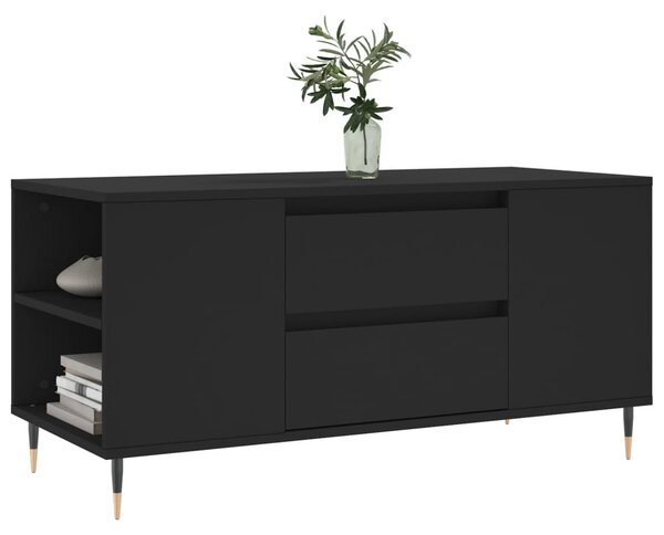 Fekete szerelt fa dohányzóasztal 102x44,5x50 cm