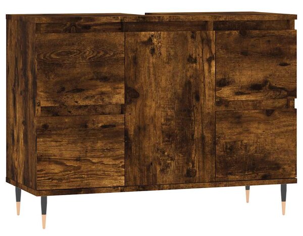 Füstös tölgy színű szerelt fa fürdőszobaszekrény 80x33x60 cm