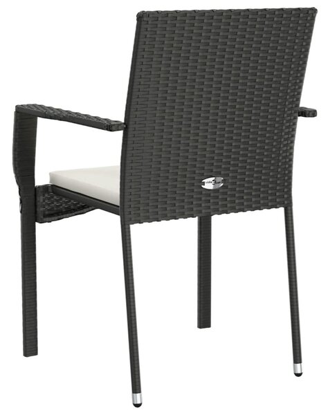 4 db fekete polyrattan kerti szék párnával