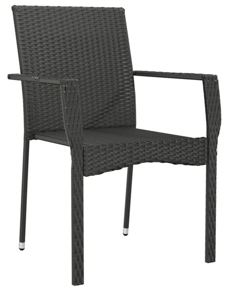 4 db fekete polyrattan kerti szék párnával