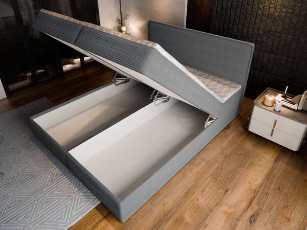 DASTOR állítható boxspring ágy ágyneműtartóval 160x200 - szürke