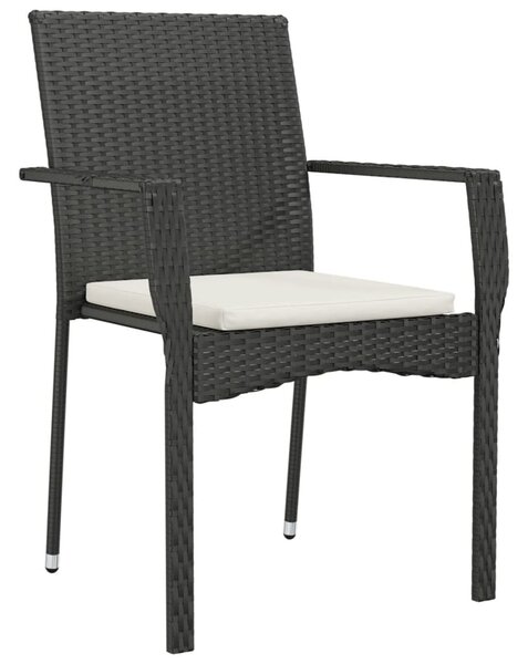 4 db fekete polyrattan kerti szék párnával