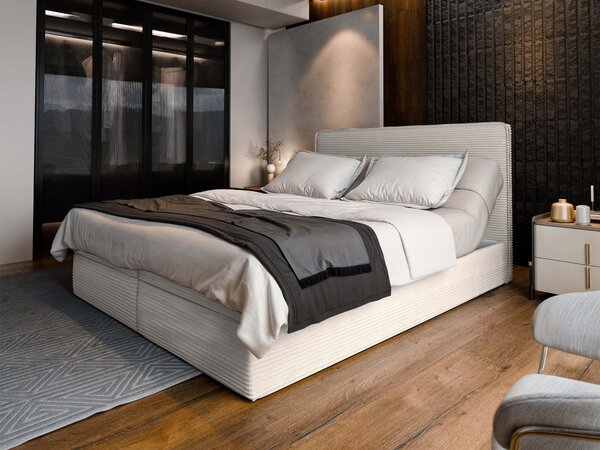 DASTOR állítható boxspring ágy ágyneműtartóval 140x200 - krémszínű