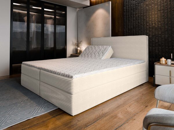 DASTOR állítható boxspring ágy ágyneműtartóval 140x200 - krémszínű