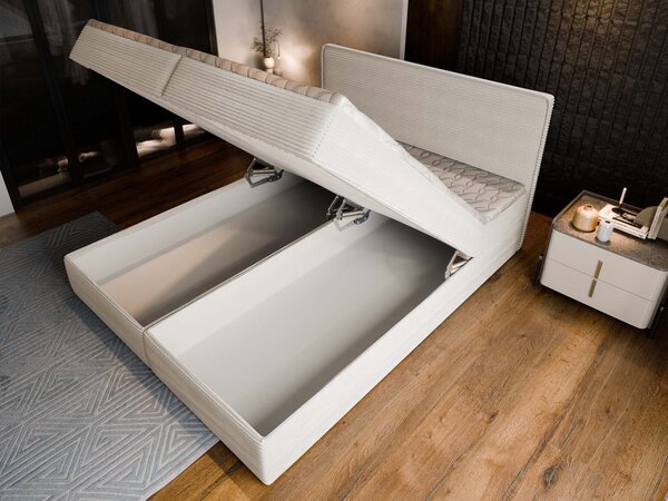 DASTOR állítható boxspring ágy ágyneműtartóval 140x200 - krémszínű
