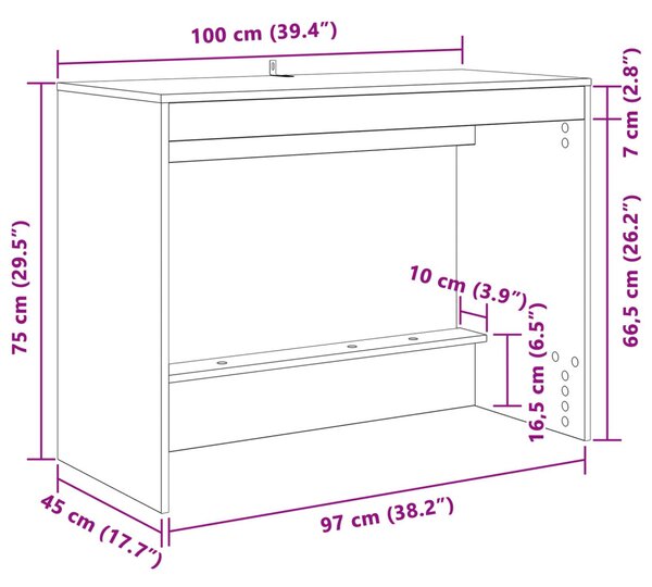 Ágyíróasztal Fekete Tölgy Szerelt Fa 100 x 45 x 75 cm