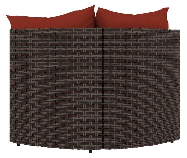 2 db barna polyrattan kerti sarokkanapé párnákkal