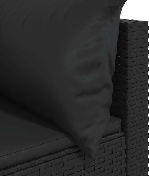 3 részes fekete polyrattan kerti ülőgarnitúra párnákkal