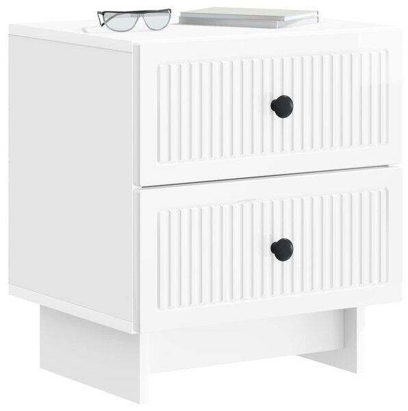 Éjjeliszekrény Magasfényű Fehér 43 x 34,5 x 47,5 cm Szerelt Fa