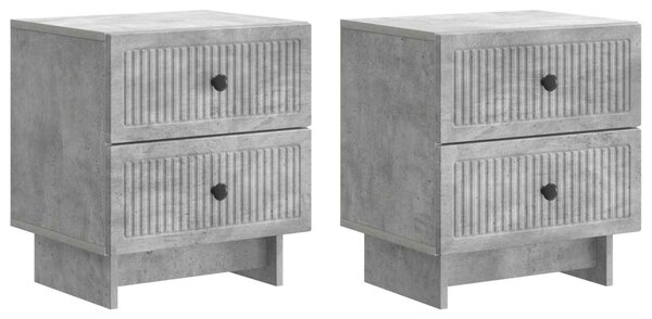 Éjjeliszekrény 2 db Betonszürke 43 x 34,5 x 47,5 cm Szerelt Fa