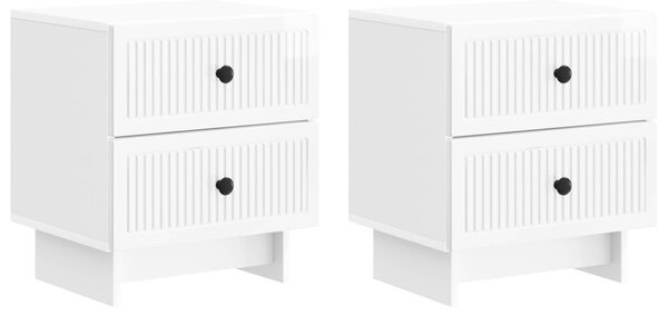 Éjjeliszekrény 2 db Magasfényű Fehér 43 x 34,5 x 47,5 cm