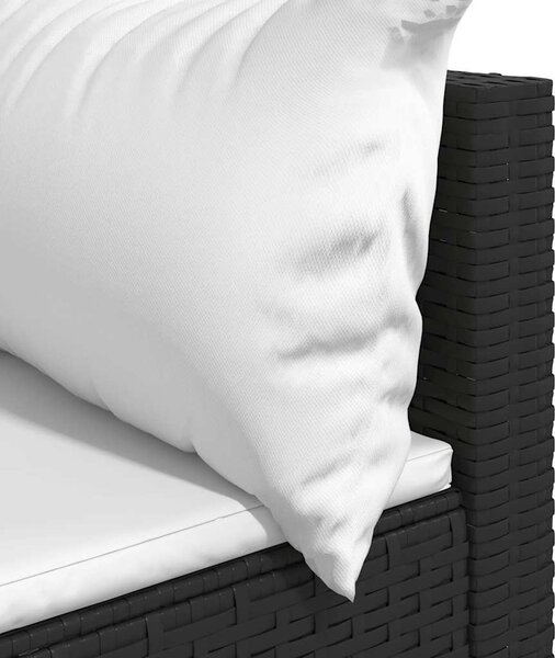 3 részes fekete polyrattan kerti ülőgarnitúra párnákkal