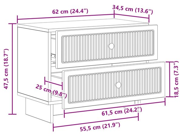 VidaXL Éjjeliszekrény fiókkal Fehér 62 x 34,5 x 47,5 cm Szerelt Fa