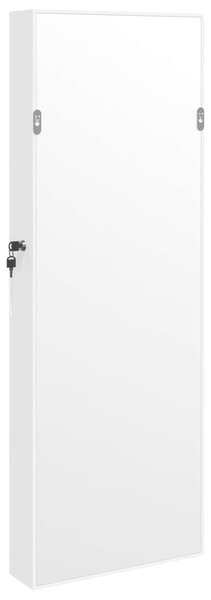 Fehér falra szerelhető tükrös ékszerszekrény LED fényekkel