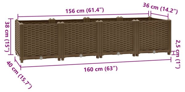 Polipropilén magaságyás 160 x 40 x 38 cm