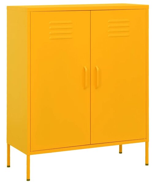 VidaXL mustársárga acél tárolószekrény 80 x 35 x 101,5 cm