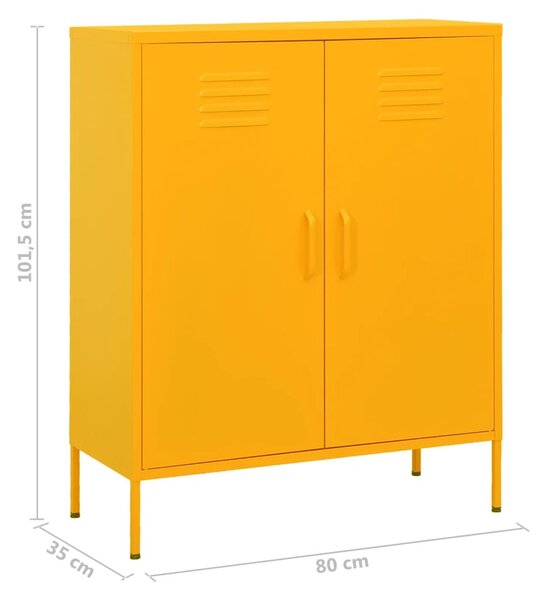 VidaXL mustársárga acél tárolószekrény 80 x 35 x 101,5 cm