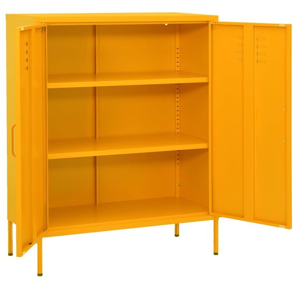 VidaXL mustársárga acél tárolószekrény 80 x 35 x 101,5 cm