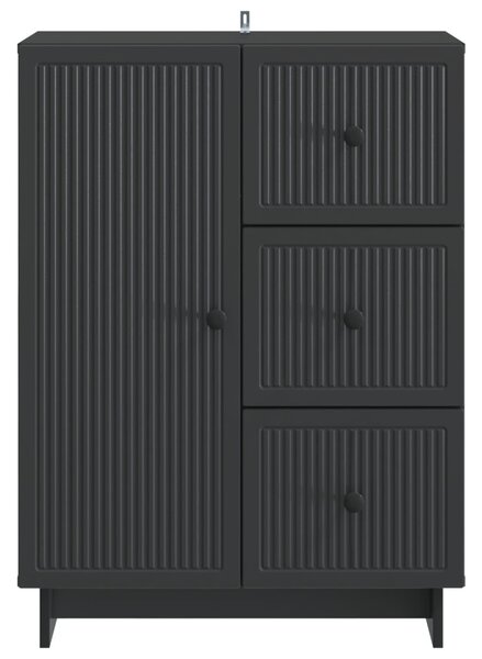 Széf fiókkal Fekete 66 x 34,5 x 90 cm Szerelt Fa